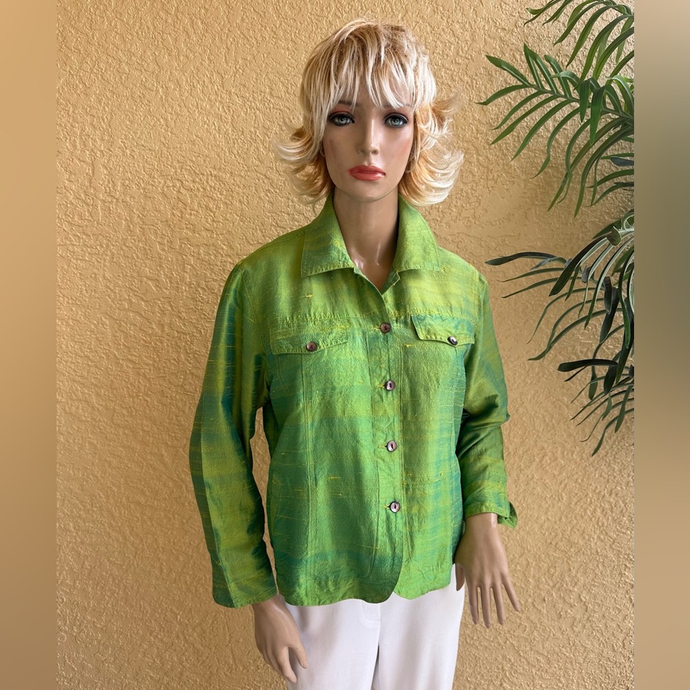 ANII by natural lime green mix fabric jacket